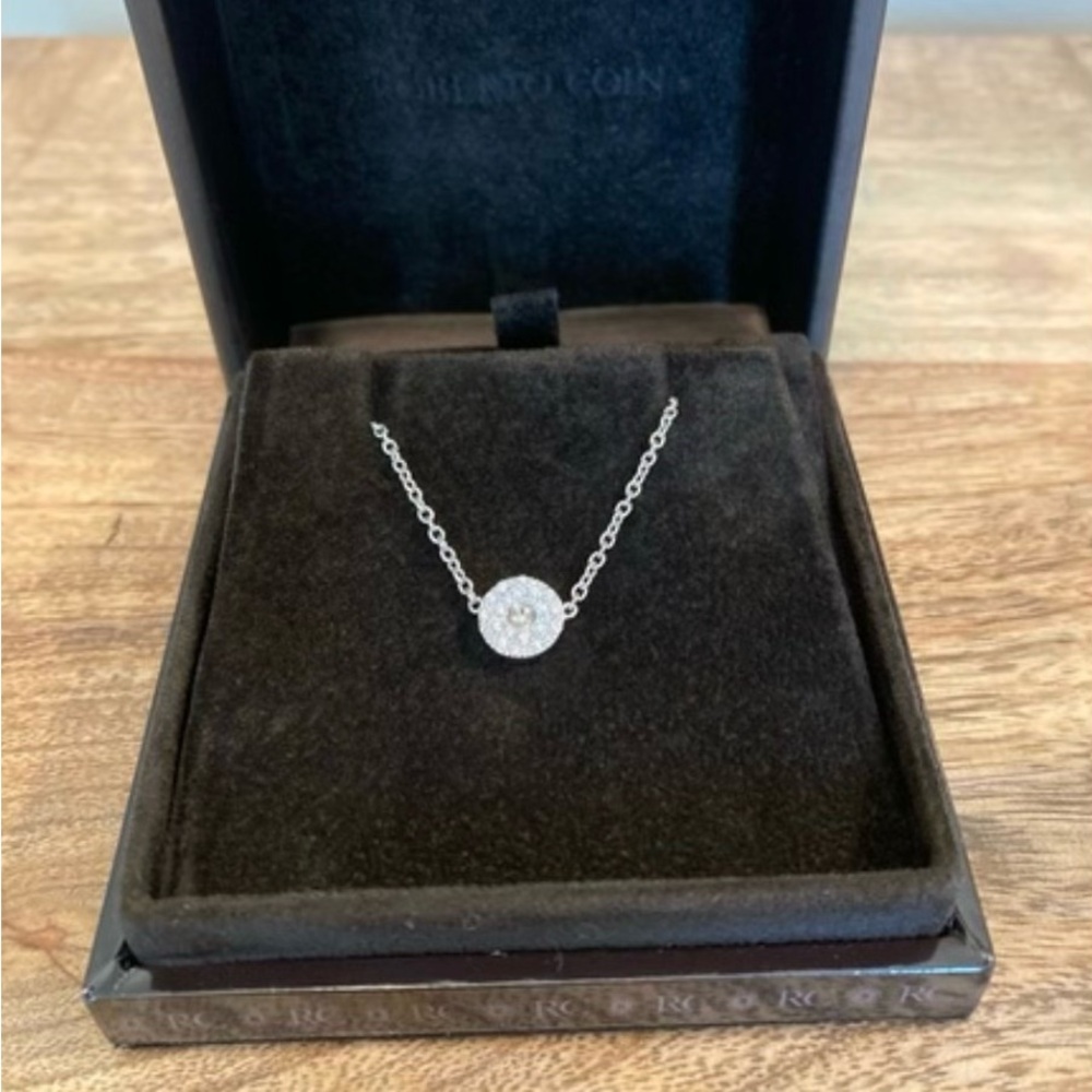 Roberto Coin 18k White Gold Pendant With 14k White Gold Necklace